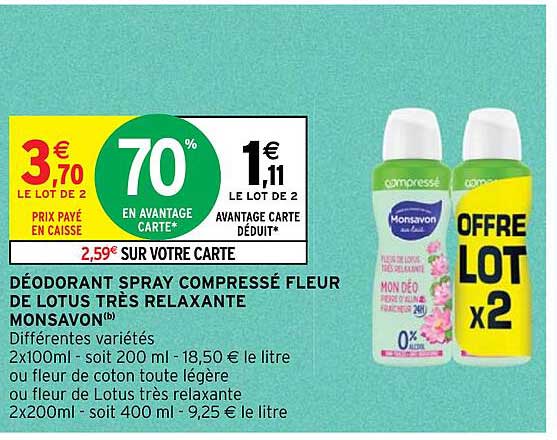 déodorant spray compressé fleur de lotus très relaxante monsavon
