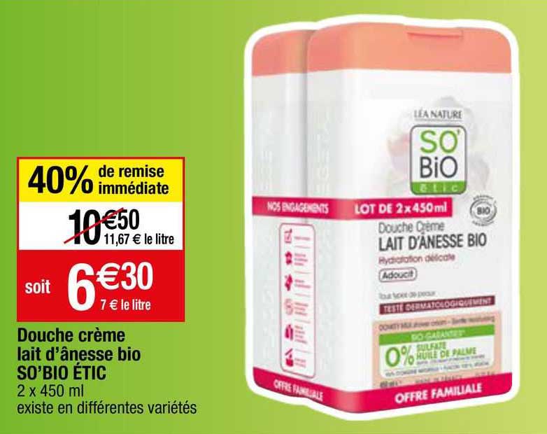 douche crème lait d'ânesse bio so'bio étic