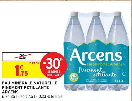 eau minérale naturelle finement pétillante arcens