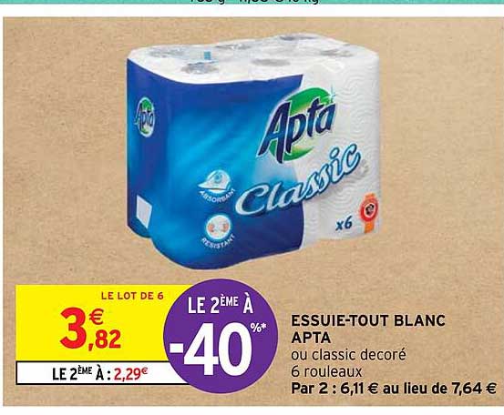 essuie-tout blanc apta