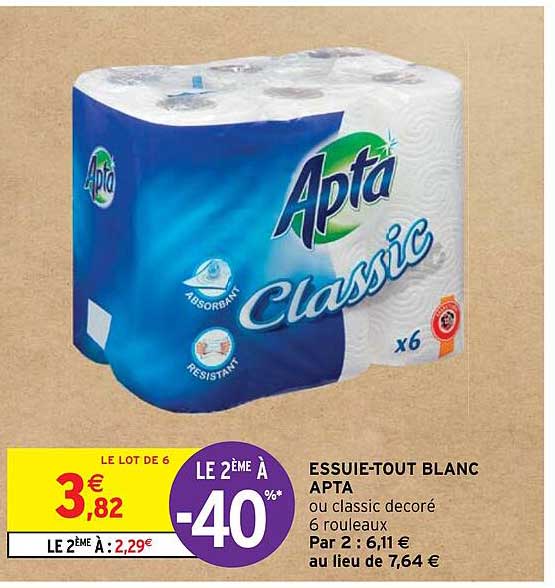 essuie-tout blanc apta