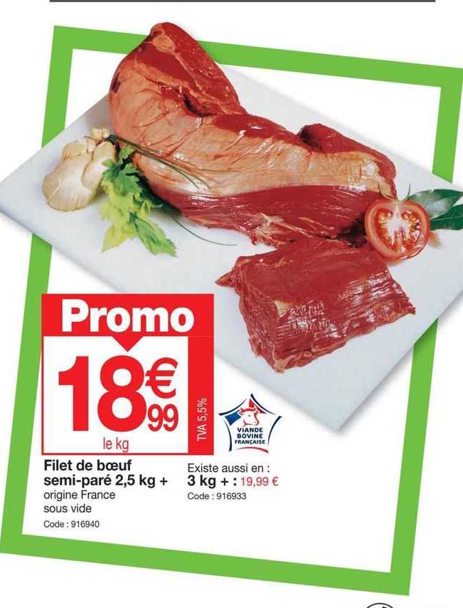 filet de boeuf semi-paré 2,5 kg +