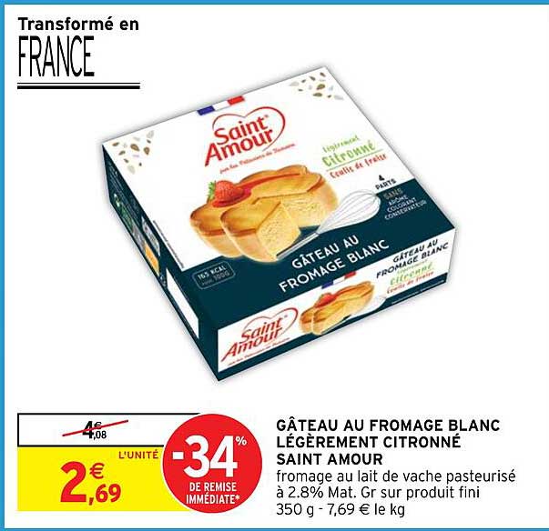 gâteau au fromage blanc légèrement citronné saint amour