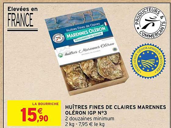 huîtres fines de claires marennes oléron igp n°3
