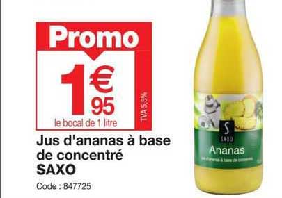 jus d'ananas à base de concentré saxo