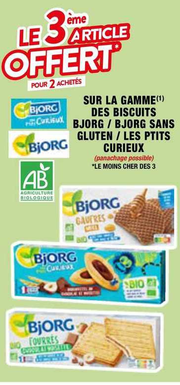la gamme des biscuits bjorg / bjorg sans gluten / les p'tits curieux
