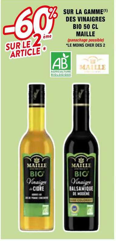 la gamme des vinaigres bio 50 cl maille