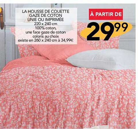 la housse de couette gaze de coton unie ou imprimée