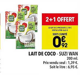 lait de coco - suzi wan 2+1 offert