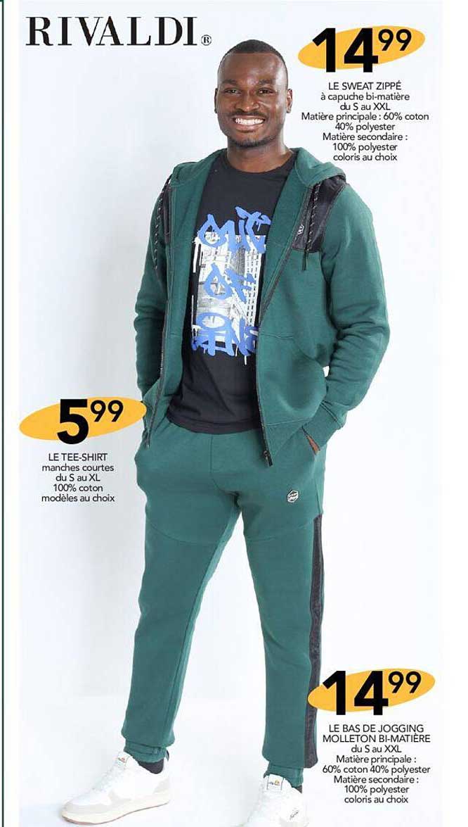 le tee-shirt, le bas de jogging molleton bi-matière