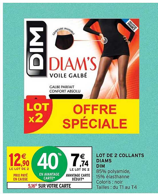 lot de 2 collants diams dim