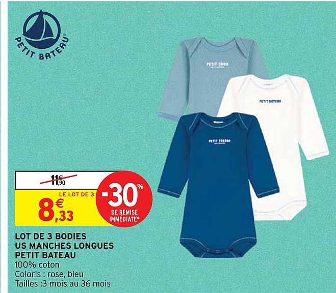 lot de 3 bodies us manches longues petit bateau