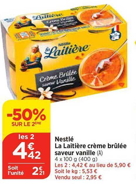 nestlé la laitière crème brûlée saveur vanille