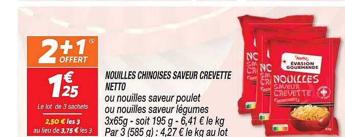 nouilles chinoises saveur crevette netto