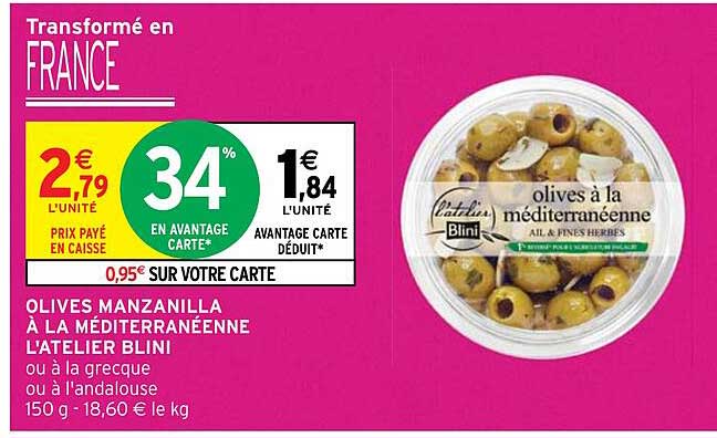 olives manzanilla à la méditerranéenne l'atelier blini