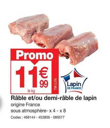 râble et/ou demi-râble de lapin