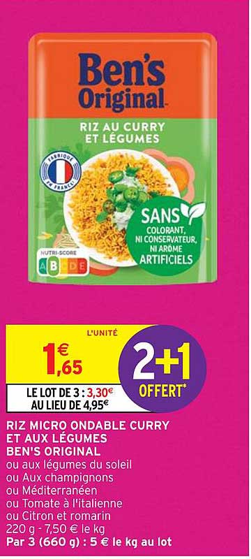riz micro ondable curry et aux légumes ben's original