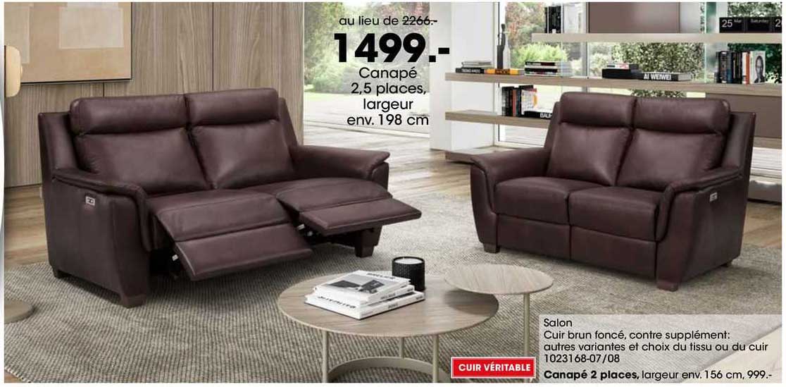 salon cuir brun foncé