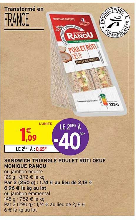 sandwich triangle poulet rôti œuf monique ranou