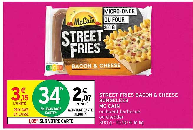 street fries bacon & cheese surgelées mc cain