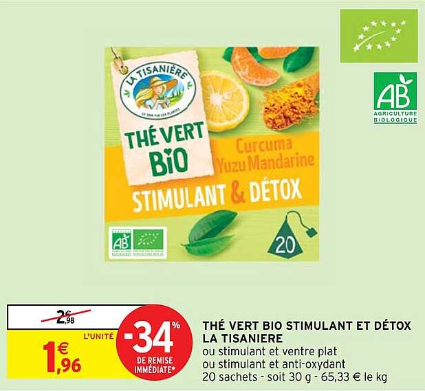 thé vert bio stimulant et détox la tisanière