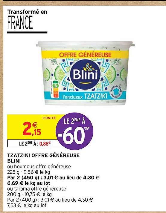 tzatziki offre généreuse blini