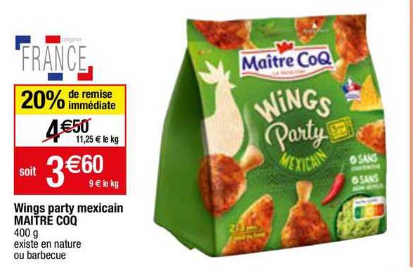 wings party mexicain maître coq