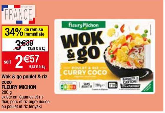 wok & go poulet & riz coco fleury michon