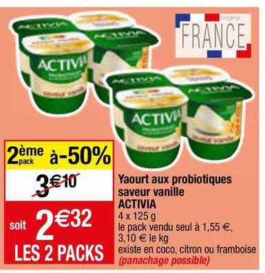 Yaourt Au Probiotiques Saveur Vanille Activia