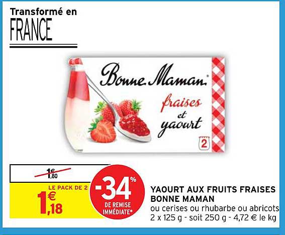 yaourt aux fruits fraises bonne maman