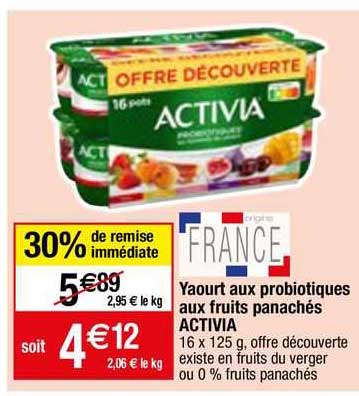 Yaourt Aux Probiotiques Aux Fruits Panachés Activia
