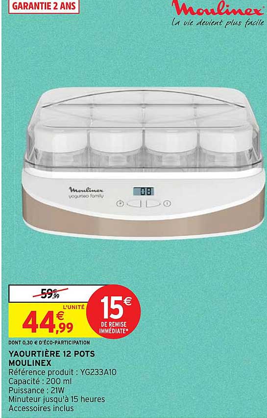 yaourtiere 12 pots moulinex