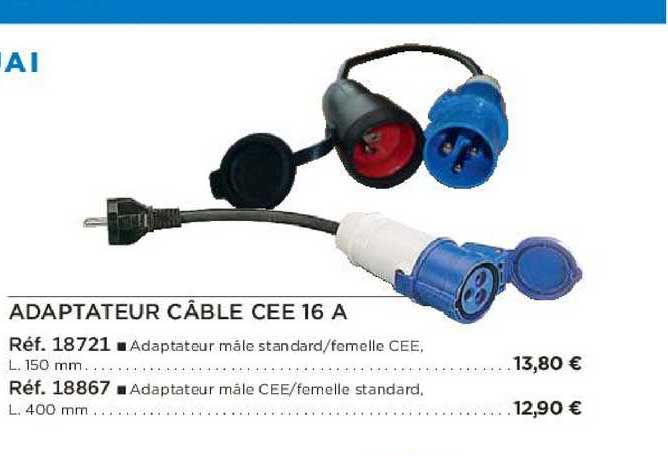 adaptateur câble cee 16 a