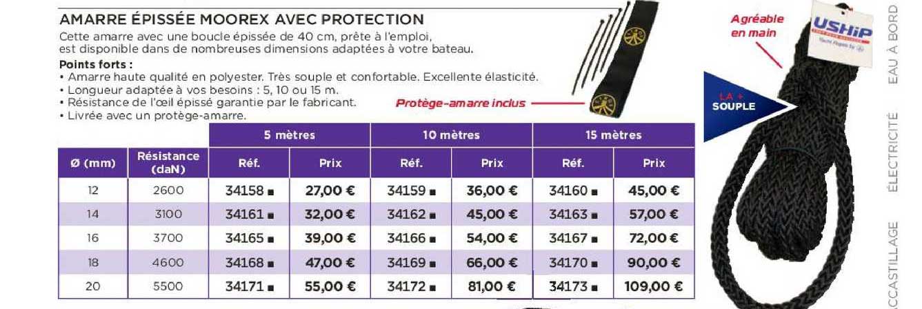 Amarre épissée Moorex Avec Protection