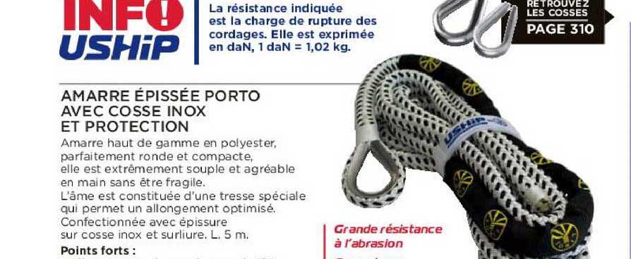 amarre épissée porto avec cosse inox et protection