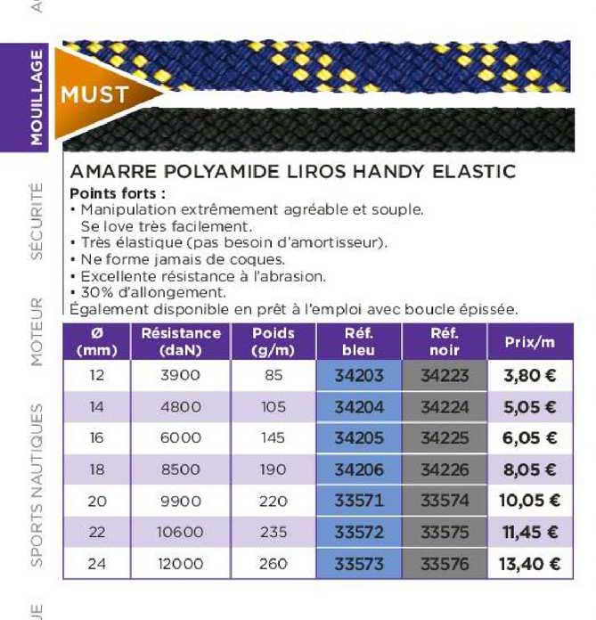 amarre polyamide liros handy elastic