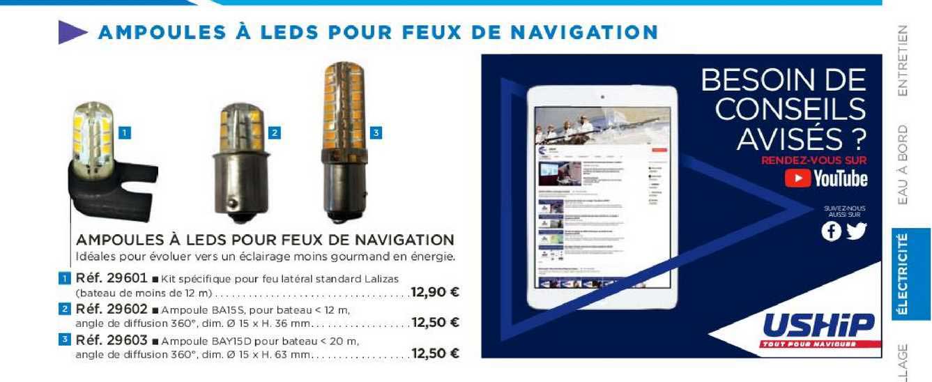 ampoules à leds pour feux de navigation