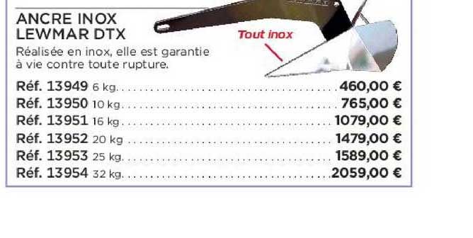 ancre inox lewmar dtx