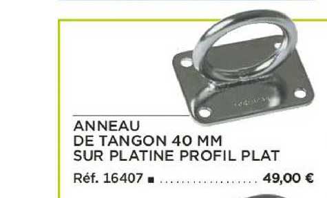 anneau de tangon 40 mm sur platine profil plat