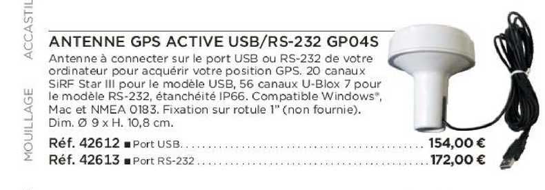 antenne gps active usb rs-232 gp04s