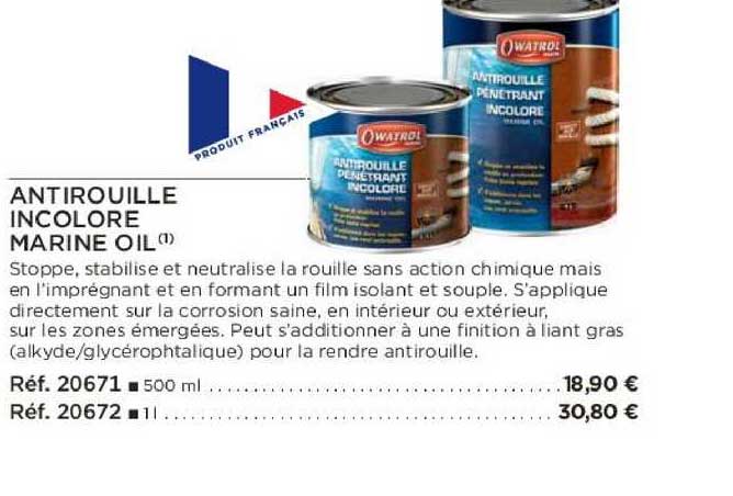 antirouille incolore marine oil