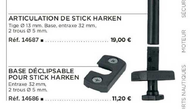 articulation de stick harken base déclipsable pour stick harken