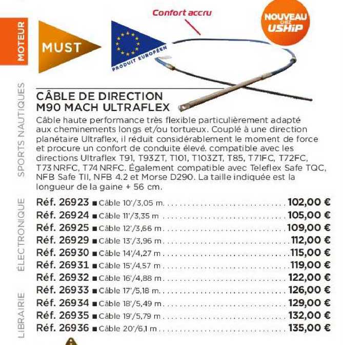 câble de direction m90 mach ultraflex
