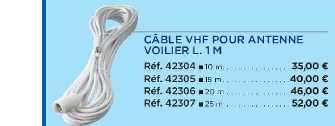 câble vhf pour antenne voilier l. 1m