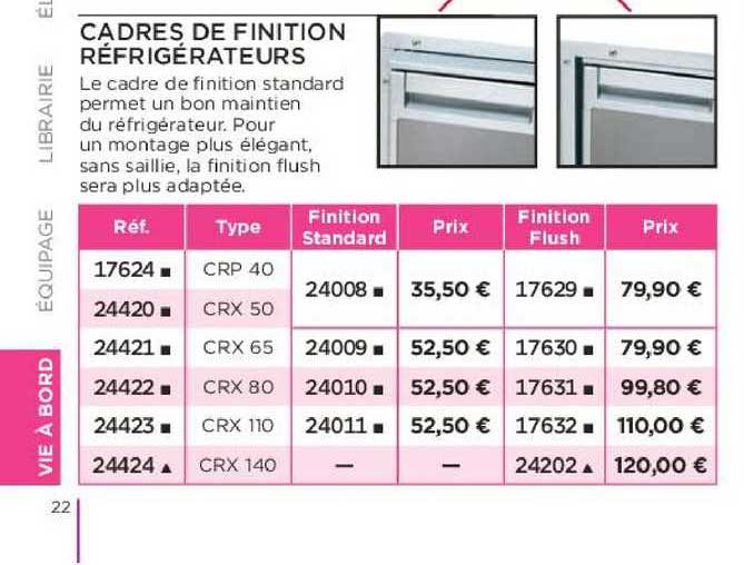 cadres de finition réfrigérateurs
