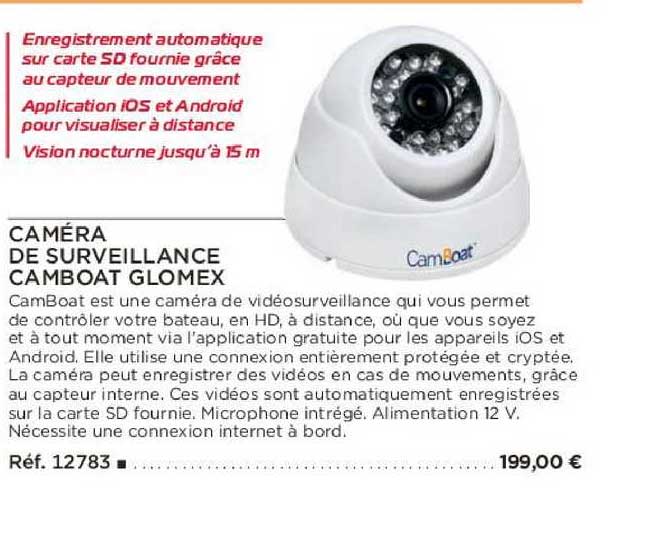 caméra de surveillance camboat glomex