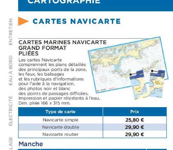 cartes marines navicarte grand format pliées
