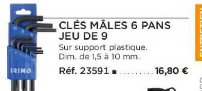 clés mâles 6 pans jeu de 9