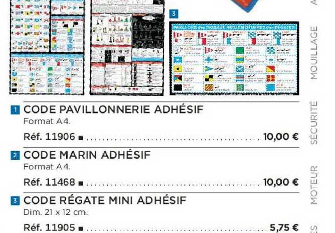 code pavillonnerie adhésif code marin adhésif code régate mini adhésif
