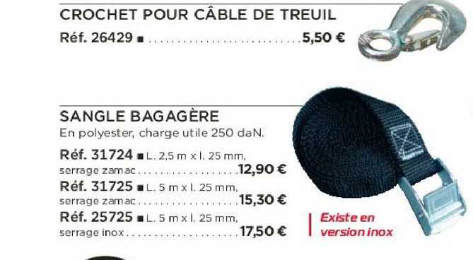 crochet pour câble de treuil sangle bagagère